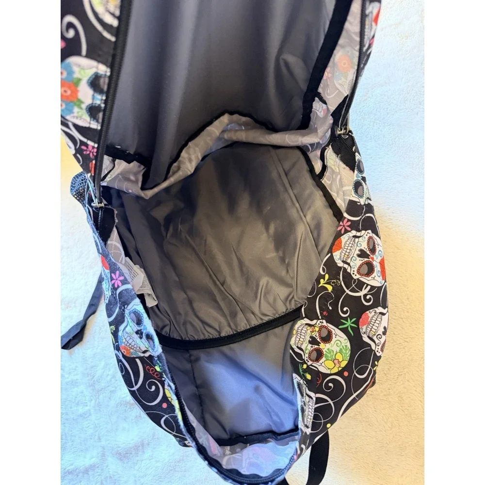 JanSport Trans Supermax Backpack Black Sugar Skull Print y2k grunge edgy goth